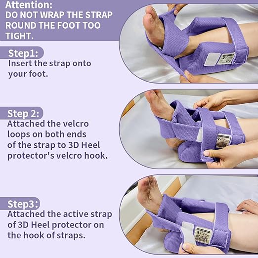 Ehucon Add-on Secure Strap Prevent 3D Heel Protector from Shifting or Falling Off,Relieve Pressure Ulcer Pain-Sold as 2 Count-Purple（NOT INCLUTE 3D Heel Protector）