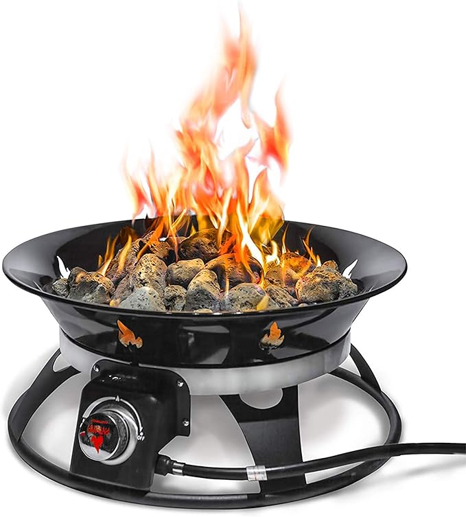 Outland Living Portable Propane Fire Pit, 21-inch, 58,000 BTU with Fire Pit Cover & Carry Kit, Smokeless Gas Firebowl | Pe...