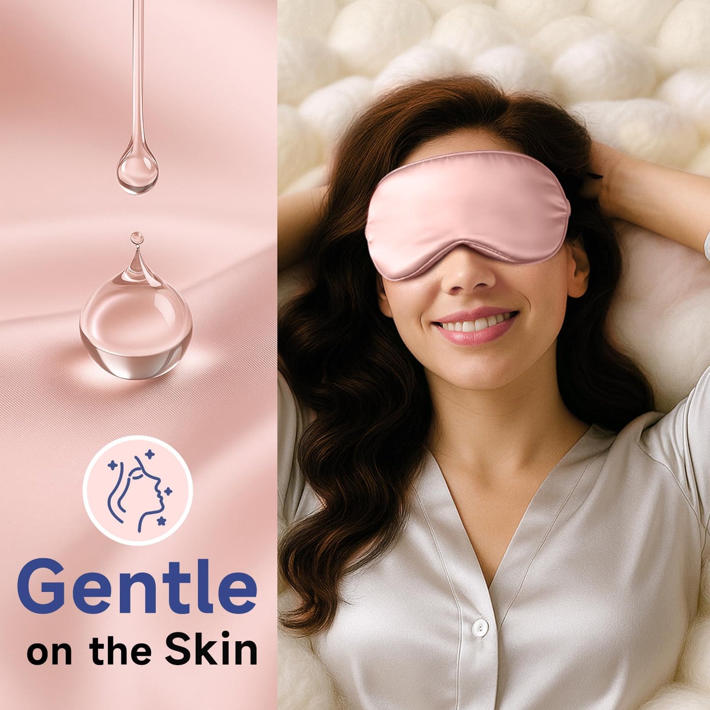 Umisleep Sleep Mask for 100% Pure Mulberry Silk, 22 Momme 6A Soft Eye Masks for Sleep, Adjustable Sleep Masks for Women Men, Light Blocking Sleeping Mask, Silk Eye Mask for Sleeping, Blindfold, Pink