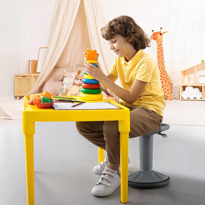 Giantex Wobble Stools for Classroom Seating - Wiggle Stool with Adjustable Height, 24" Active Learning Stool, Sitting Balance Chair for School, Office Stand Up, Flexible Seating Wobble Chair, Grey
