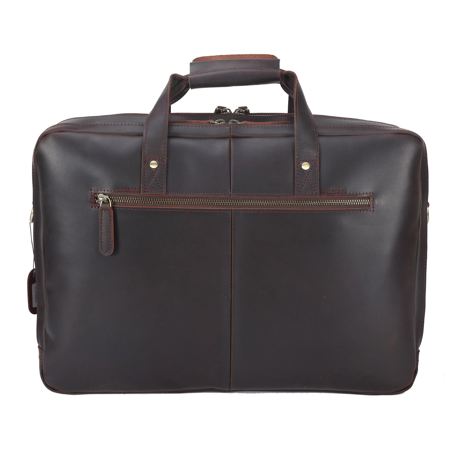 18" Full Grain Leather Briefcase, Premium Vintage Business Laptop Bag, Spacious Executive Work Bag for Office & Travel