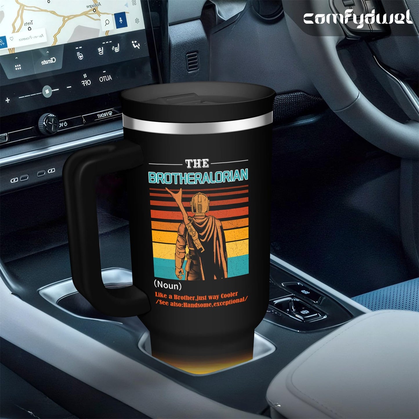 Cool Brother Tumbler with Handle Cool Gifts for Brothers Best Brother in the Galaxy 40oz Insulated Coffee Tumbler with Straw Lid Christmas Father's Day Present for Brothers