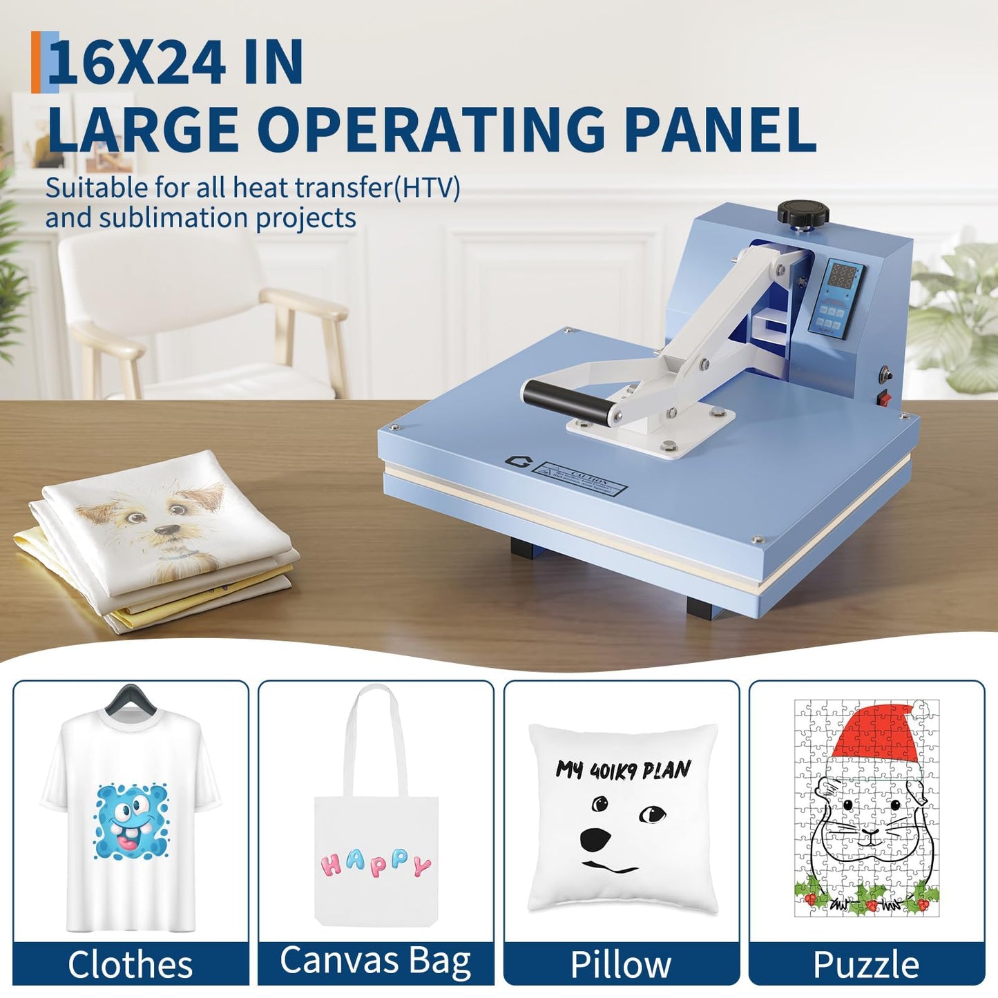 Digital Heat Press Machine 16x24, Fast Heating Heat Press Automatic Industrial Sublimation Printer for Clothes, T-Shirts, Canvas Bags, Commercial/Home Use