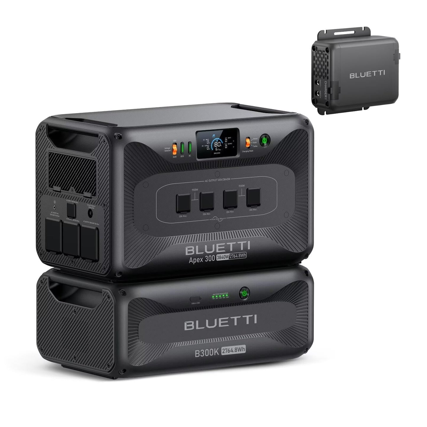 Bluetti Portable Power Station Apex 300 & B300K & Charger 1 (560W Alternator Charger), 5529.6Wh Lfp Battery Backup With 6 3840W