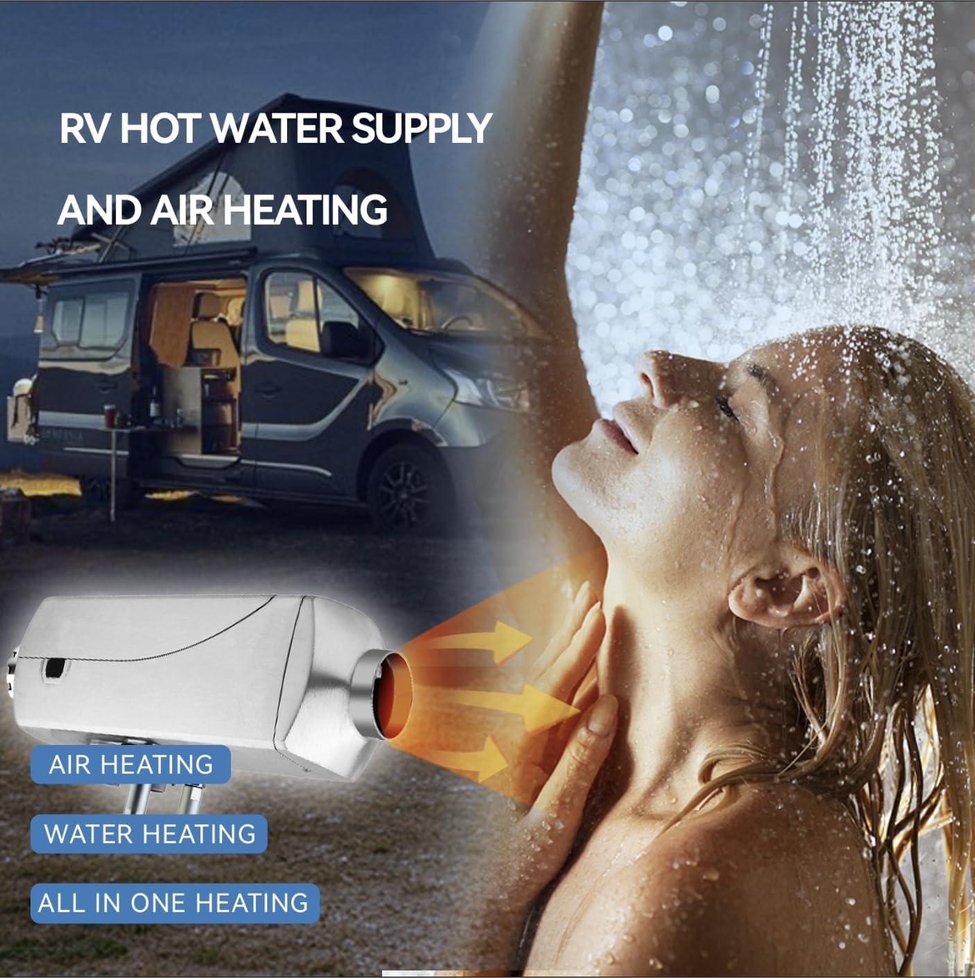8KW Diesel Heater 12V for RV Water Tank Heating & Engine Preheating,Truck Cabin Heating System with Aviation Plug, Aluminum Alloy Housing & LCD Switch Control