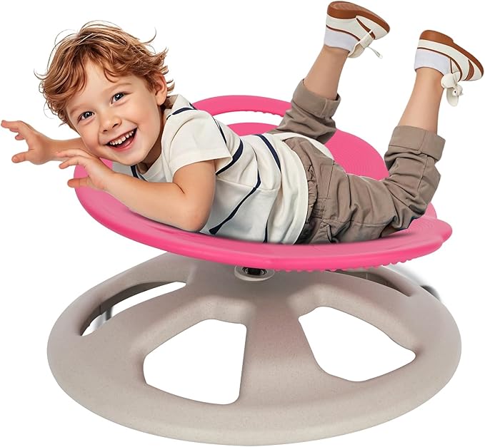 FERUERW Spinning Chair for Autistic Kids with Handle, Sensory Swivel Chair, 220LBS Weight Capacity, Sensory Toy for Children with ADHD/Autism, Training Body Coordination, 3+ Years (Red)