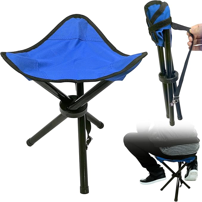 Travel Folding Camping Stool, Use Height 14.6" and Maximum Weight 300 lbs Outdoor Portable Tripod Seat Fishing Chair Seat ...