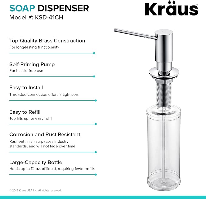 KRAUS Kitchen Soap and Lotion Dispenser in Chrome, KSD-41CH