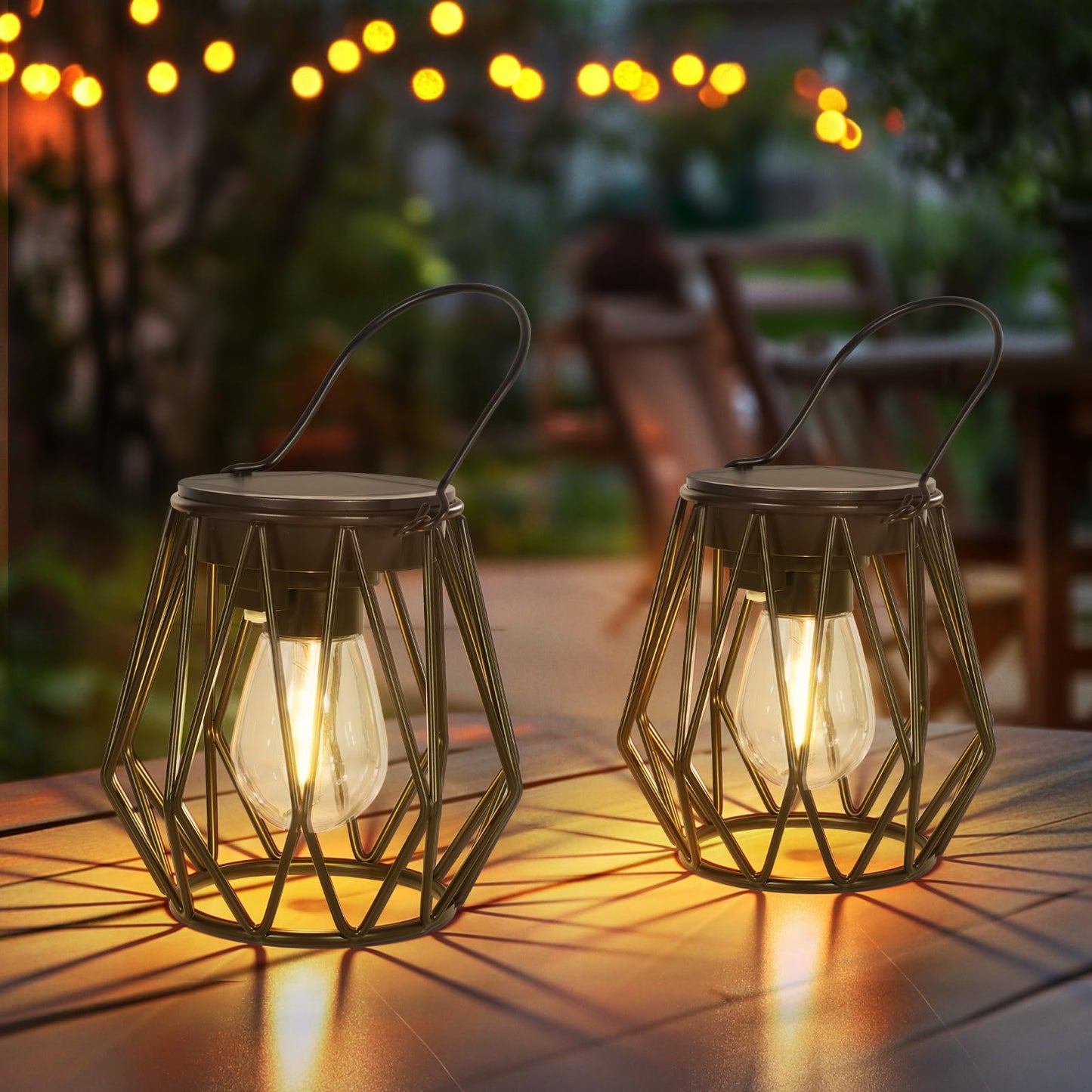 TaoFiaCo Solar Lanterns Outdoor Waterproof, Upgraded Powered Hanging Solar Lights for Outside, Auto On/Off, Brighter Hanging Outdoor Decor Lights for Yard Garden Patio Pathway 2 Pack