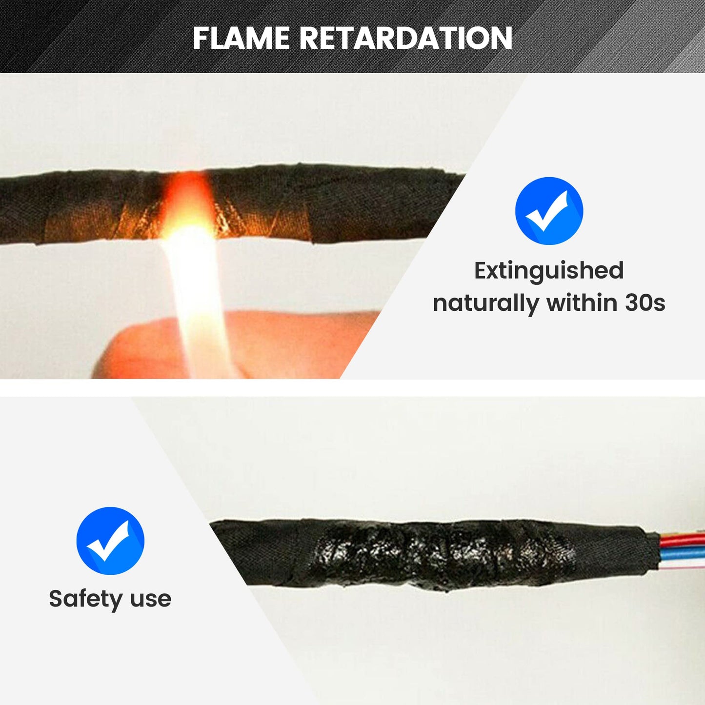 RED WOLF Wire Loom Harness Cloth Tape Electric Self-Adhesive Fabric Tape High Temp for Automobile Electrical Harness Wrap Noise Damping Protection Insulation Cable Fixed 2 Rolls Black 3/5 Inch x 50FT