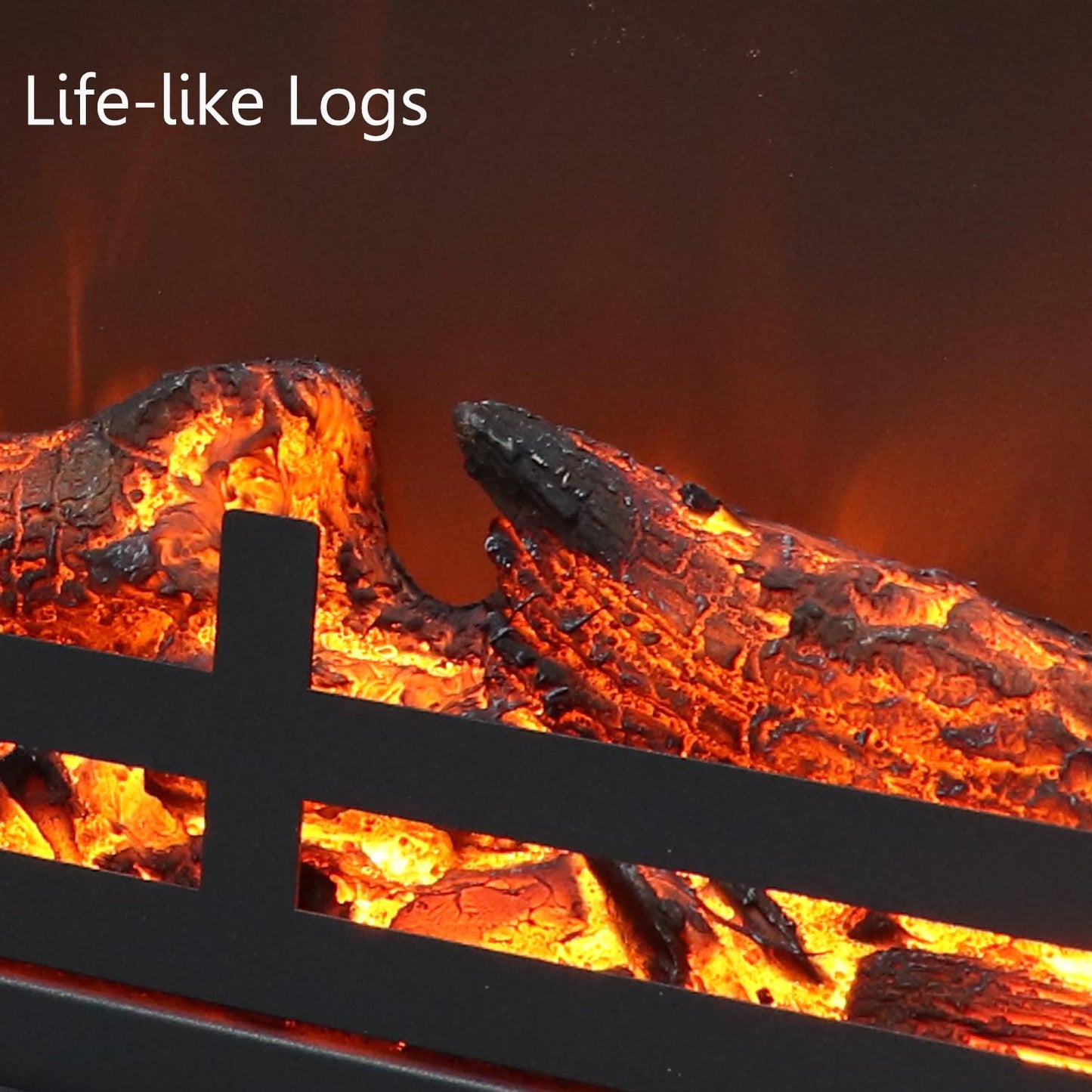 Rodalflame 23.7" W Electric Fireplace Insert with 4 Adjustable Brightness Flames & Overheat Protection, 750/1500W, Black