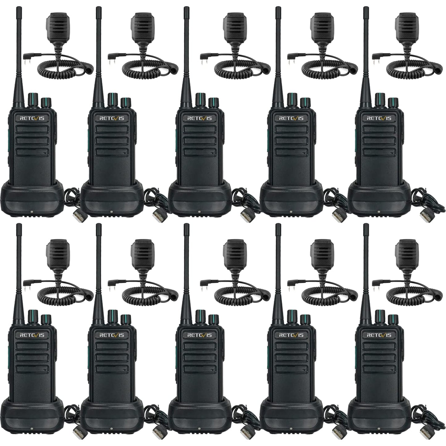 Retevis Rb29 Walkie Talkies For Adults,2 Way Radio With Shoulder Mic,Vox Handsfree,Durable Two Way Radios For Manufacturing Cons