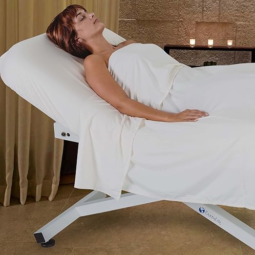 EarthLite Ellora Electric Lift Massage Table with Manual Tilt, Made in USA, 30" x 73, Vanilla Creme