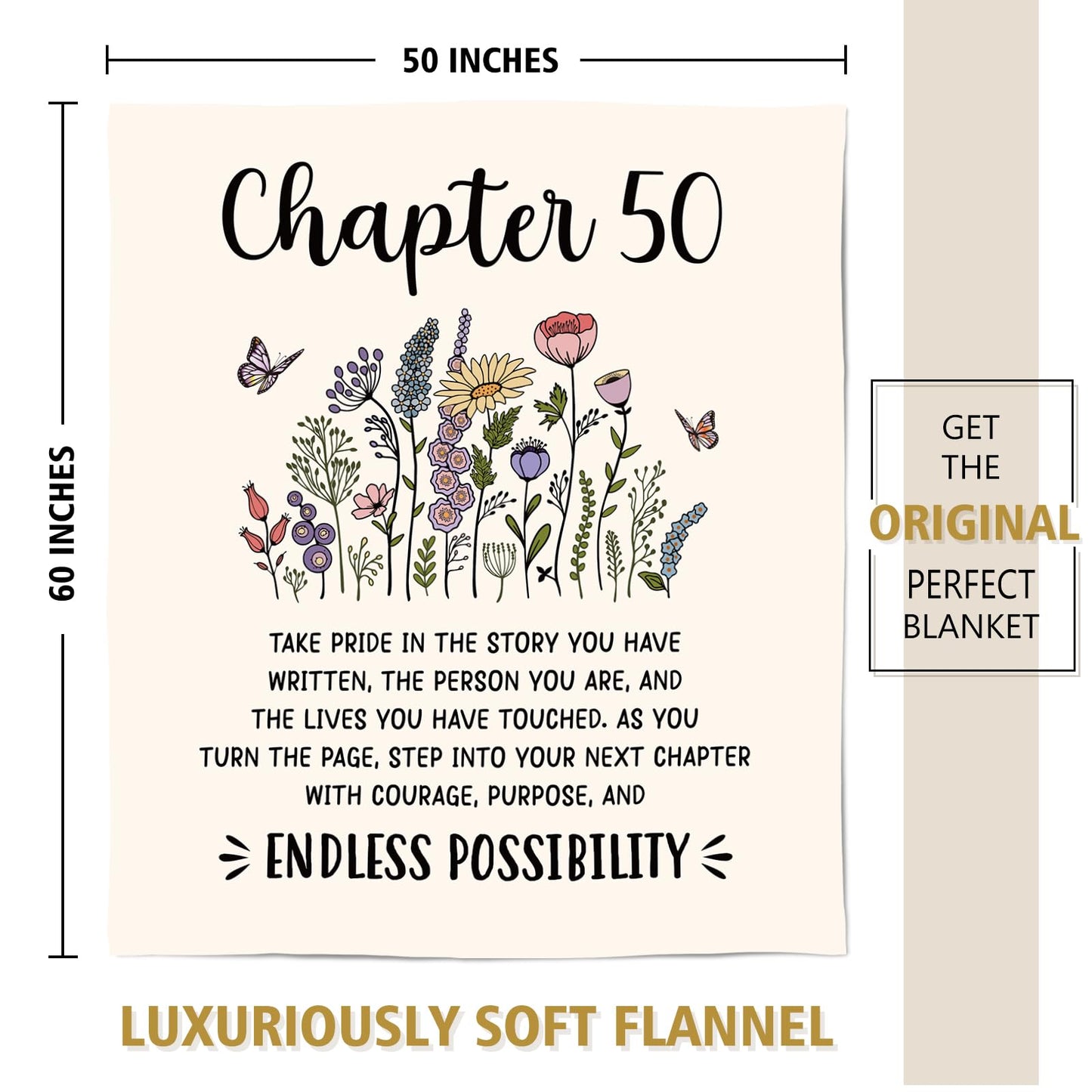 Afterprints 50th Birthday Gifts for Her, Him, Chapter 50 Birthday Blanket, 50 Year Old Bday Gifts for Women Friend, Sister, Mom, 1975, 50th Birthday Decorations, Turning 50 Throw Blankets 50'' x 60''
