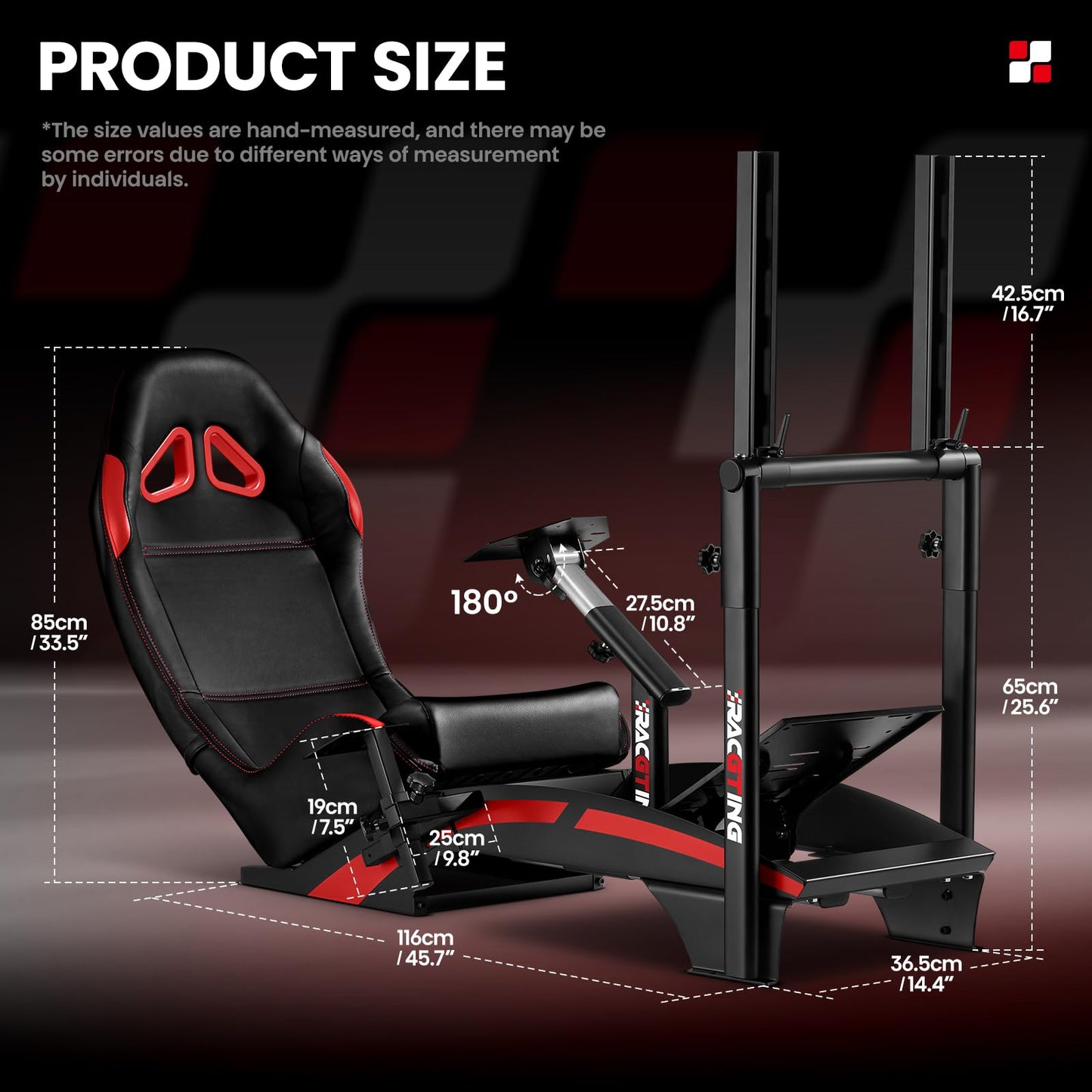 RACGTING Racing Simulator Cockpit with TV Monitor Stand for G PRO Racing Wheel/G29/G920/G923, for Thrustamster T300RS/TS-PC/TS-XW Racer, for FANATEC CSL DD/GT DD Pro/ClubSport DD/DD+