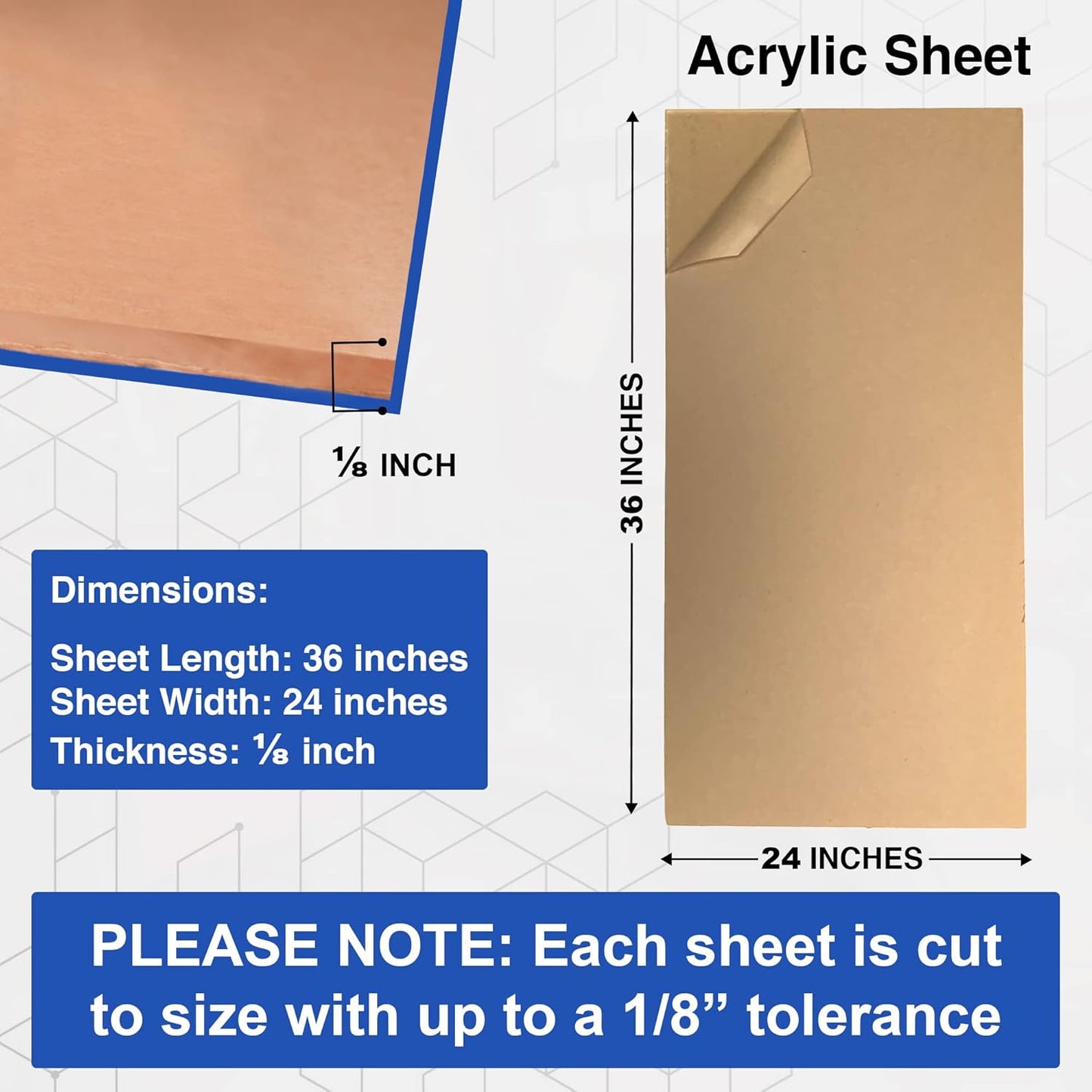 Duco USA-Made Clear Cast Acrylic Sheet 1/8 Inch Thick 24" x 36" - 1 Pack of Transparent Plexiglass Sheet - Lightweight Acrylic Board for Window Replacements, Displays, Signs, and More