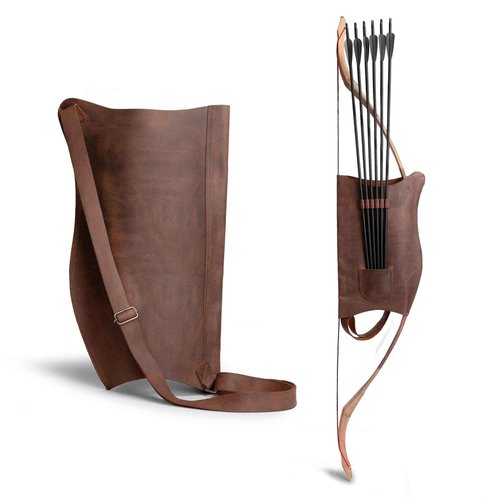 Valhalla Gear, Archery Bow Carrier with Arrow Slots, Adjustable Shoulder Strap, Shooting Targeting, Training, Cosplay, Full Grain Leather, Handmade Archer Accessories (Bourbon Brown)