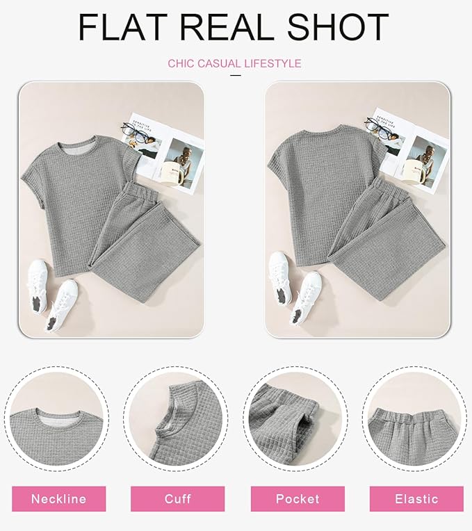 SHEWIN Womens Two Piece Fall Outfits Sweatsuits Casual Pullover Tops and Wide Leg Sweatpant Lounge Sets