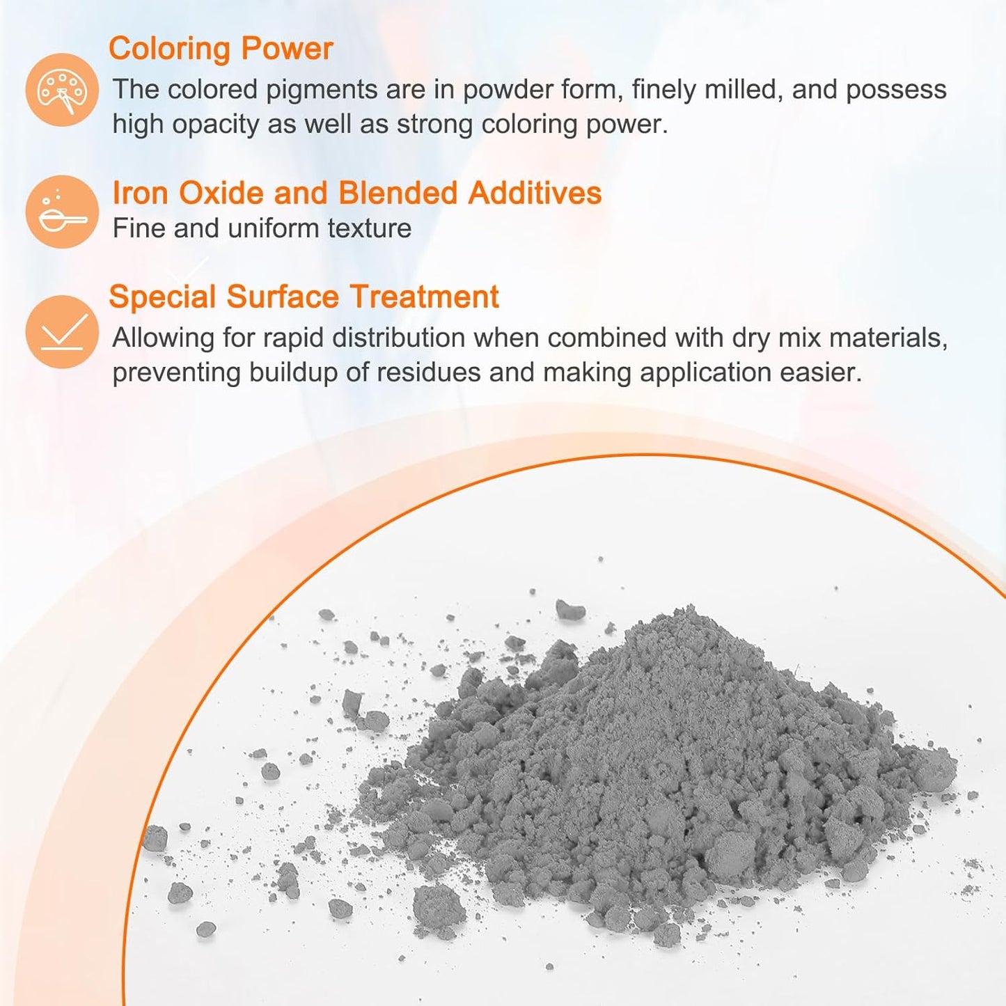 HARFINGTON Iron Oxide Powder Concrete Pigment 700 Mesh 3.5oz (100g) Iron Oxide Grout Pigment for Pastel Tile Paint Concrete Cement, Silver Gray