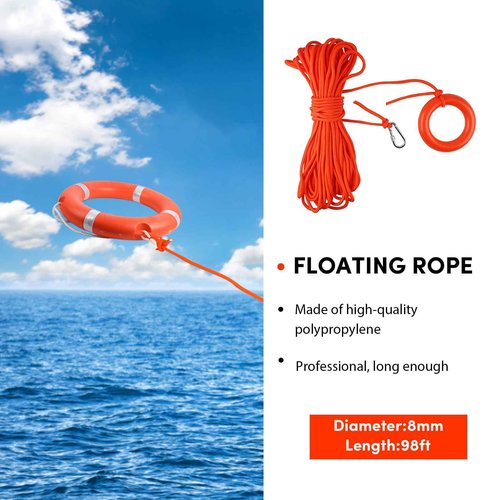 Life Ring, 28" Boat Safety Throw Rings, Life Preserver Ring with 98.5 FT Floating Rescue Rope