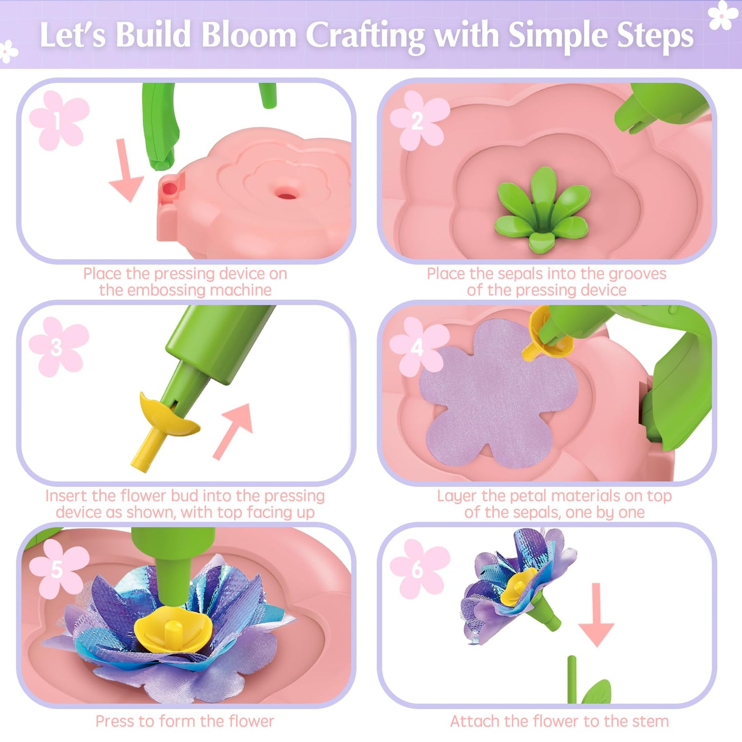 Kids Craft Kits with Light and Music, Arts and Crafts for Kids 4-6 8-12, DIY Flower Bouquets Press Kits, 4 5 6 7 8 Year Old Girl Birthday Gifts, Educational Preschool Travel Toys for Girls Boys