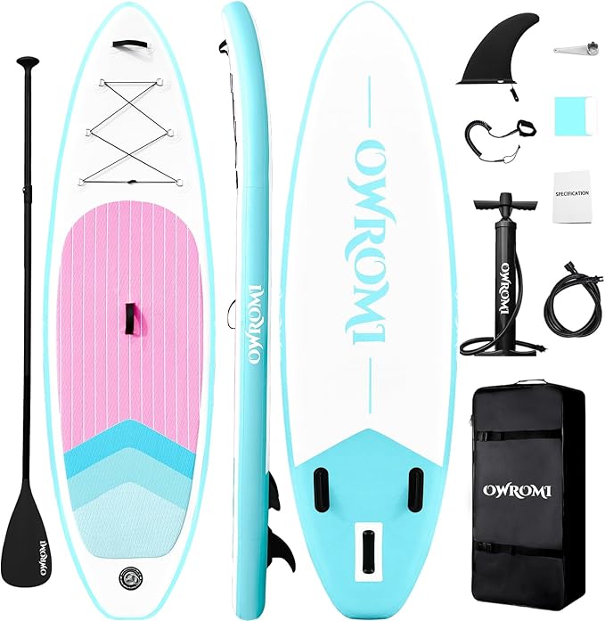 OWROMI Inflatable Stand Up Paddle Boards with Premium SUP Paddle Board Accessories, Wide Stable Design, Anti-Slip EVA Deck...