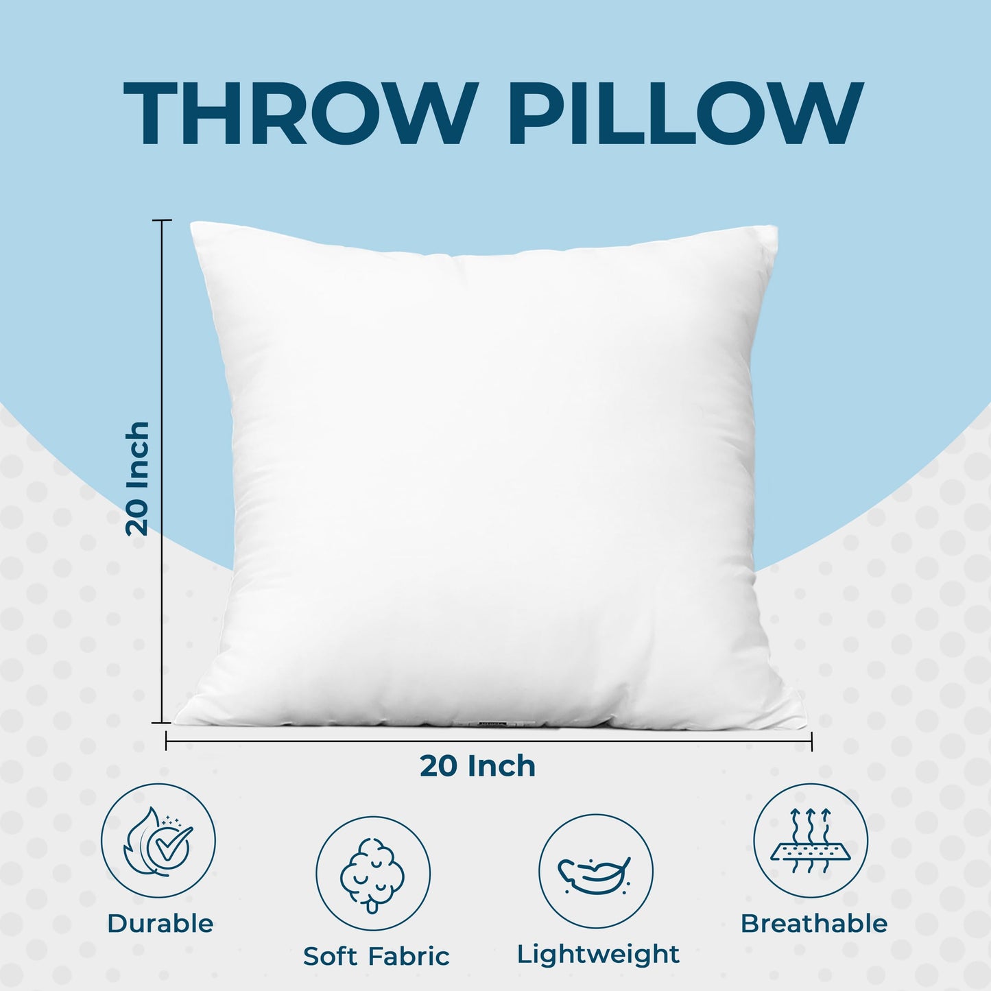 Utopia Bedding Throw Pillows (Set of 4, White), 20 x 20 Inches Pillows for Sofa, Bed and Couch Decorative Stuffer Pillow