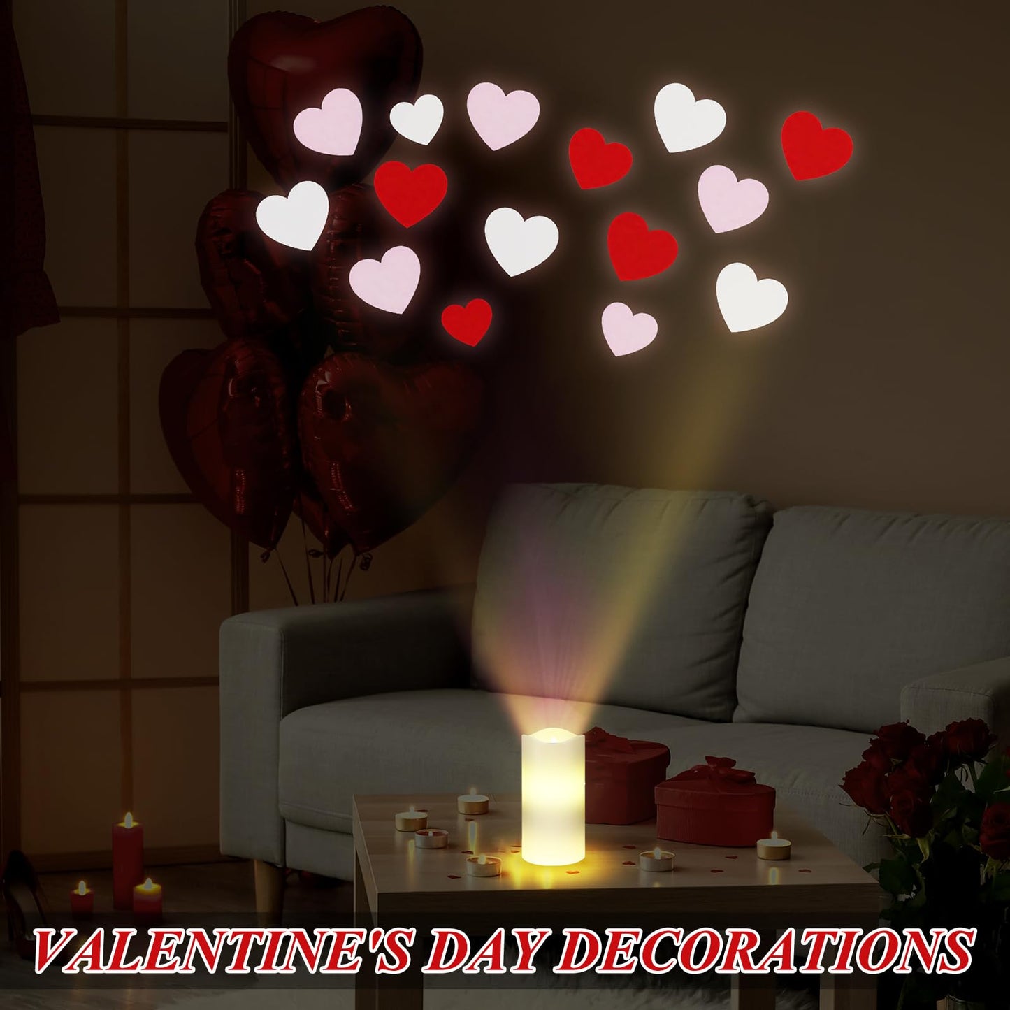 Baquler Valentine's Day Flameless Candles Projector Lights St. Patrick's Day LED Candle Easter Night Light with Remote and Timer Battery Operated Electric Gifts for Holiday Spring Table Home Decor