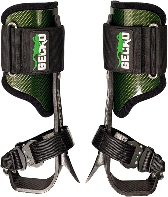 Notch Gecko Carbon Fiber 2.0 Climbers Includes Tree & Pole Gaffs, Quick Connect Straps, Adjustable Upper Cuffs, Rubber Sti...