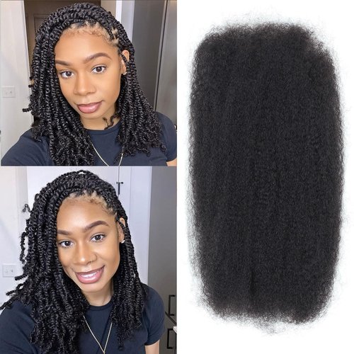 Vecago Afro Kinkys Bulk Human Hair, 4c Curly Hair for Permanent Sister Locs/Mini Twists/Braids/Repair Can Dye and Bleach(22 inch),Black