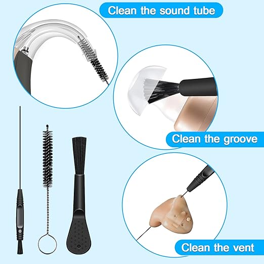Hearing Aid Cleaning Kit, Hearing aid Cleaning Tools, Hearing Aid Brushes for Cleaning, Hearing Aid Amplifier Cleaner Kit, Hearing Aid Accessories with case, Gifts for Relatives and Friends (8 Pcs)