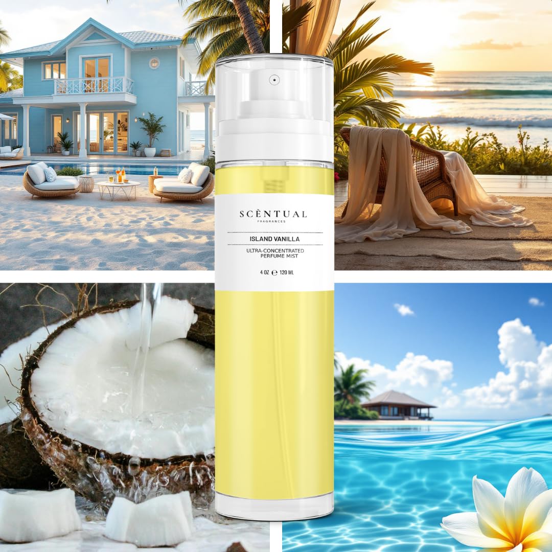 Scentual Fragrances, Luxury Perfume Oil, Ultra-Concentrated Women Roll-On Fragrance Oil, Long Lasting Rollerball Travel Mini Perfume, Vegan, Alcohol & Cruelty Free 10ml (Island Vanilla)