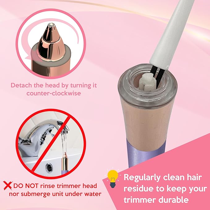 Eyebrow Hair Remover for Women | 18K Gold-Plated Head | 360° LED Light Portable Painless Electric Epilator·