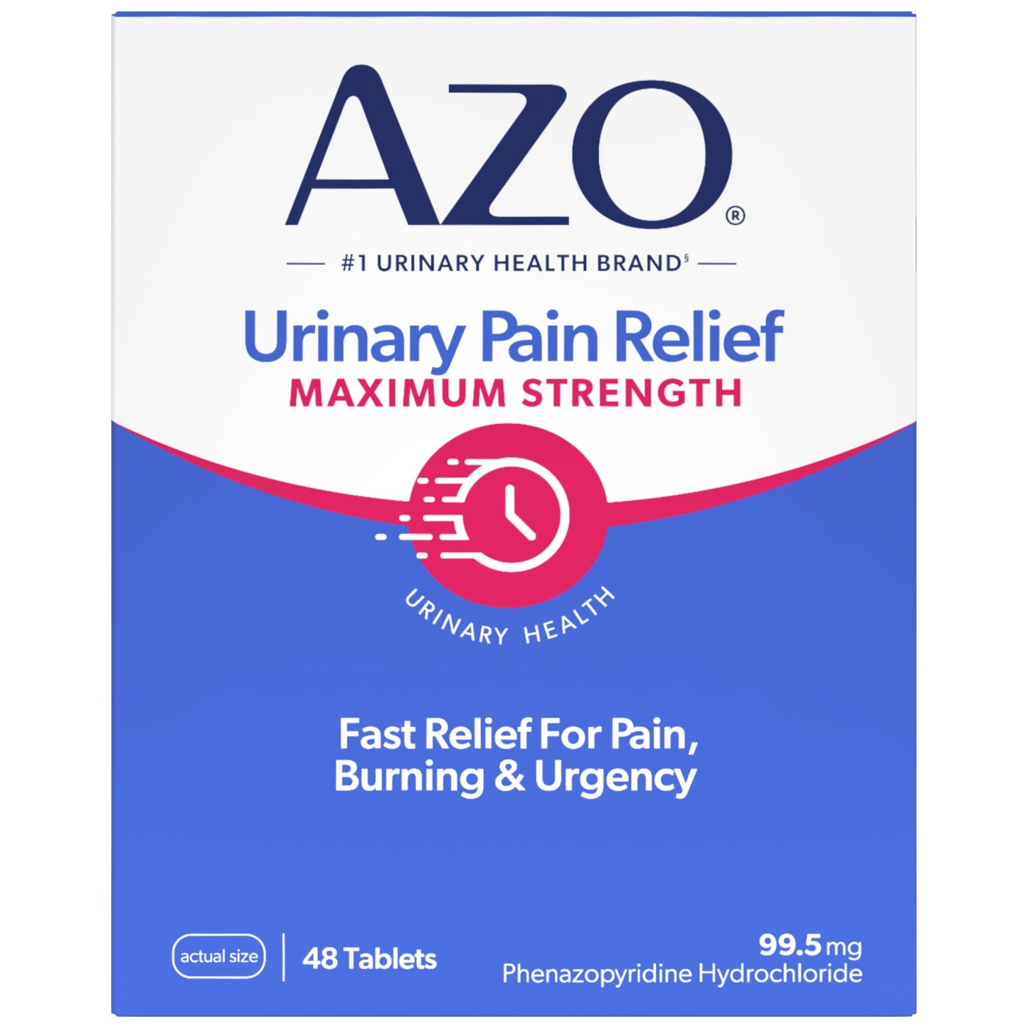 AZO Urinary Pain Relief Maximum Strength | Fast Relief of UTI Pain, Burning & Urgency | Targets Source of Pain | #1 Most Trusted Brand | 48 Tablets