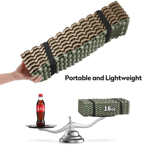 Foam Camping Pads for Hiking, Ultralight Closed Cell Mattress, Waterproof Soft Mat for Adults, Wide Picnic Yoga Mats, Folding Sleeping Pad for Outdoor Backpacking (Army Green-2Pack)
