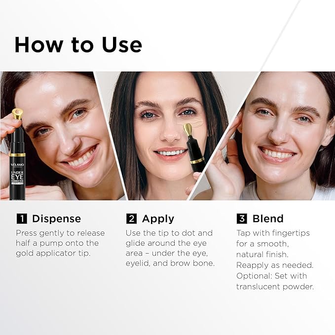 VELAMO ADVANCED Luminous Eye Corrector SPF 41: Under Eye Color Corrector for Dark Circles, Fine Lines & Puffiness - Hydrating Anti Aging Eye Cream with Ceramides Complex - Medium, 0.34 FL OZ/10mL