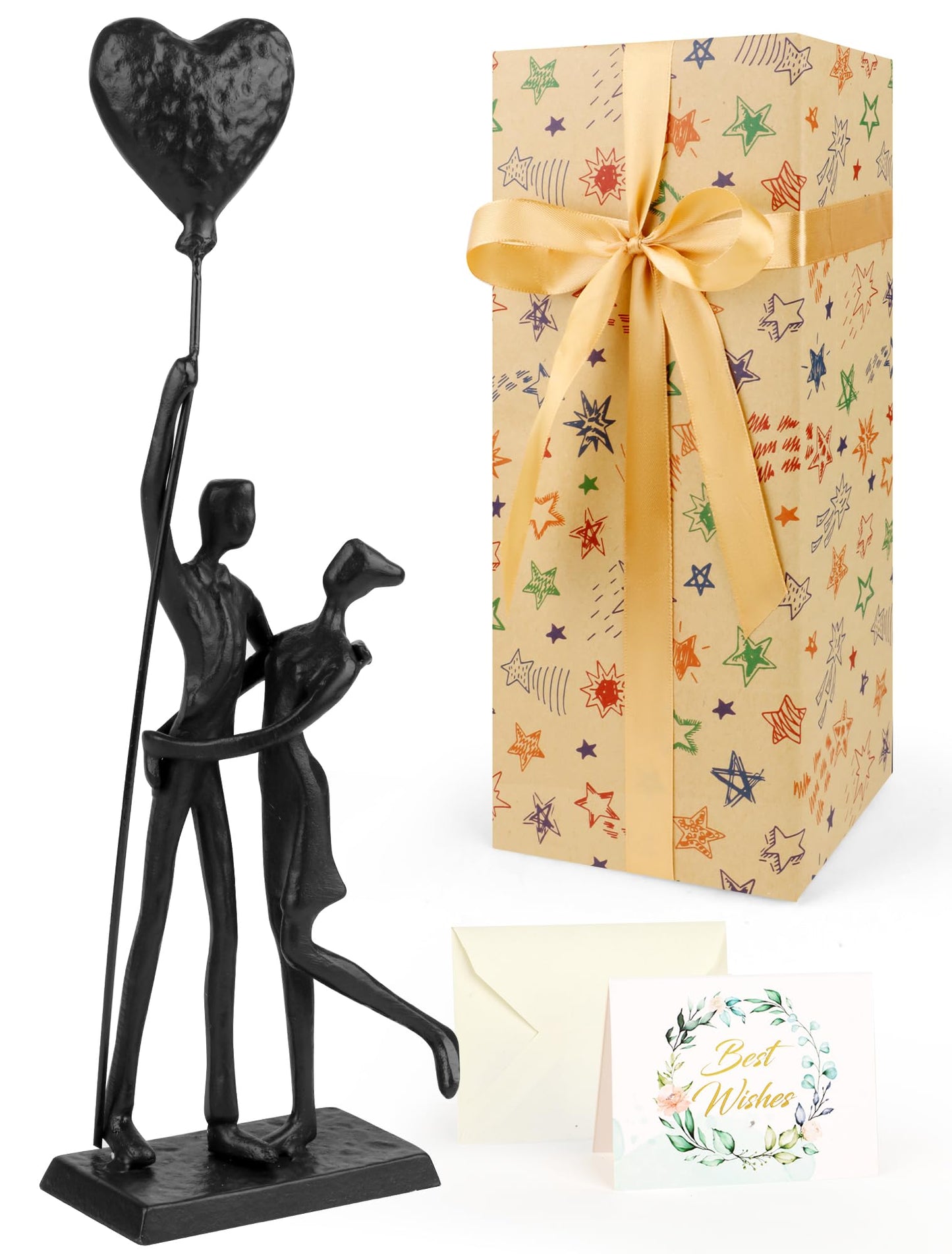 Kresecioo Wedding Gifts for Couples 2025, Romantic Couple Iron Sculpture 12in Handcrafted Passionate Love Metal Statue Decoration, Anniversary for Women Men Her Him Wife Husband Birthday Gifts