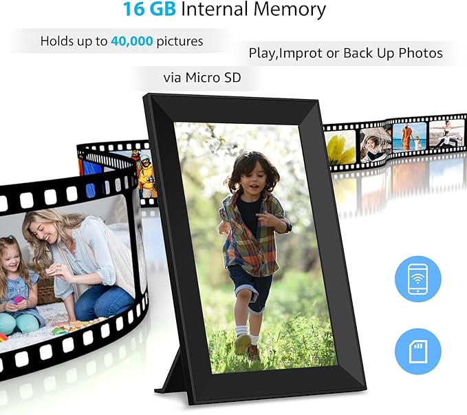 Digital Picture Frame with 10.1 Inch IPS Touch Screen,Loading Pictures to Smart Digital Photo Frame via Frameo App,Rotation and Backup to SD Card Automaticly,Gift for Mother's Day