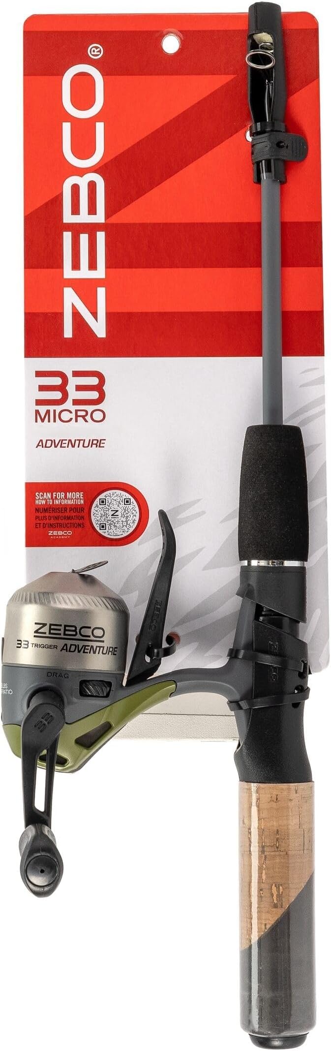 Zebco 33 Micro Adventure Spincast Reel and Fishing Rod Combo, 36-Inch Telescopic Rod, Ultra-Light Power, Moderate Action, ...