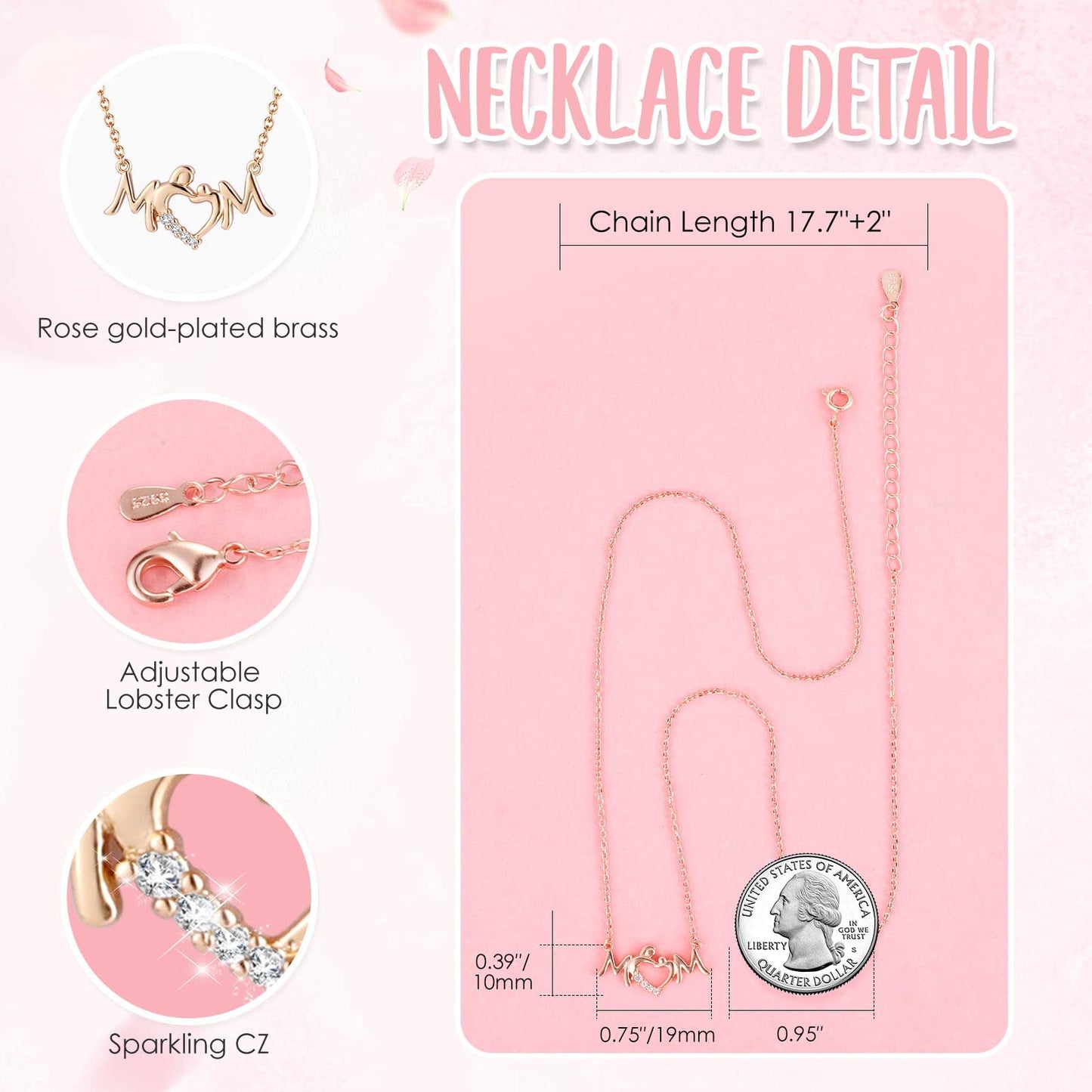 ADDWel Mom Birthday Gifts from Daughter or Son – Preserved Real Rose with Mom Necklace and Cute Moss Bear – Unique Rose Gifts for Women, Perfect for Mum, Mama, Mother on Birthday or Mother's Day