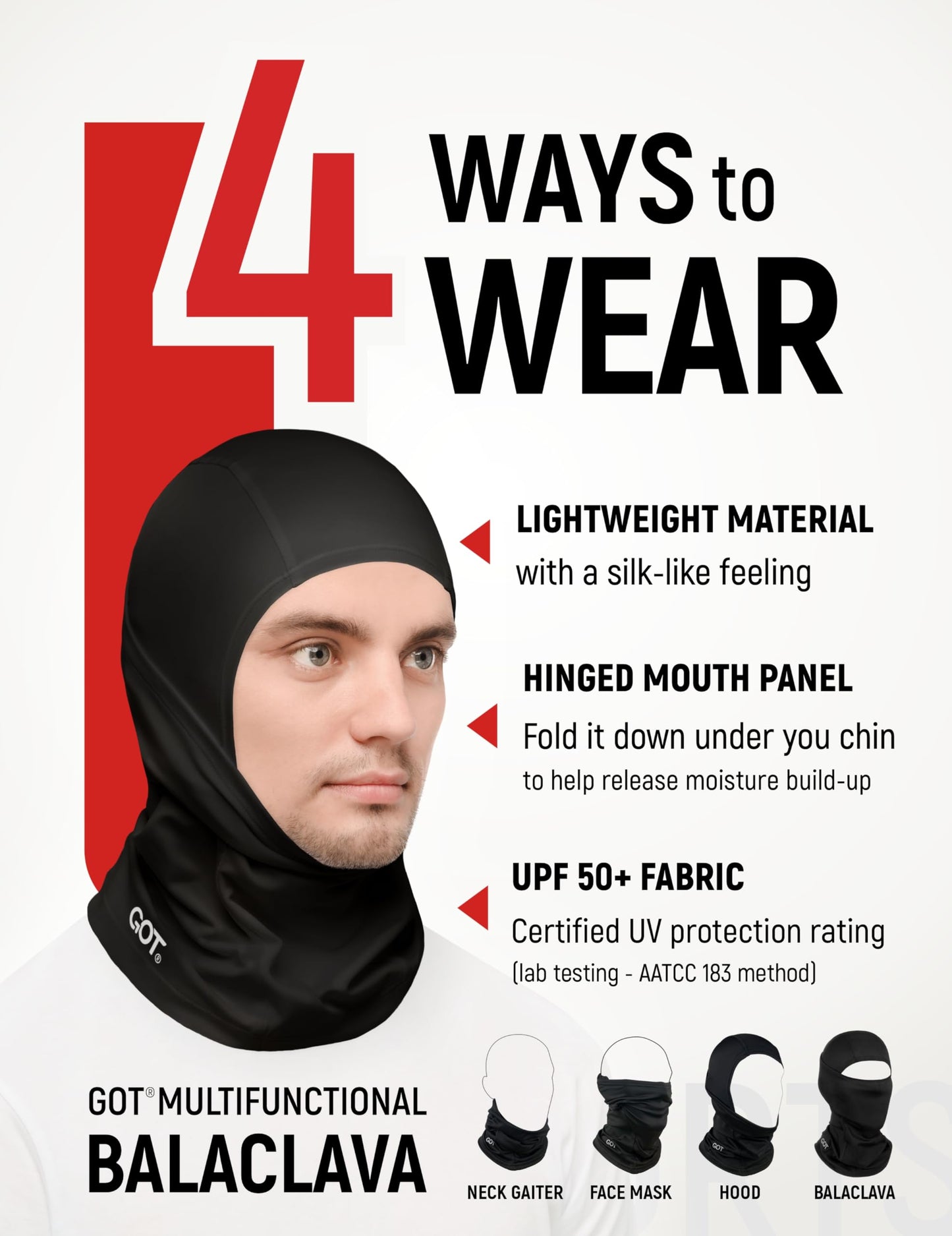 GOT Sports UPF 50+ Balaclava Ski Mask - Windproof Balaclava for Cold Weather Men Women - Snowboard, Motorcycle Sheisty Mask (Skull)