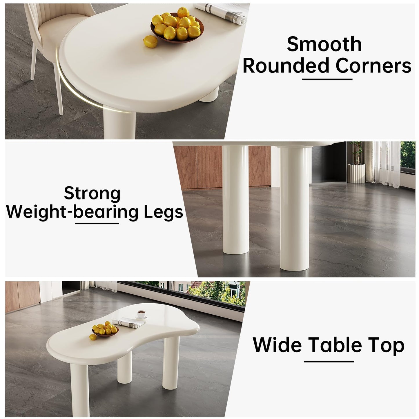 Miuuod 62.2" White Computer Desk Set,Large Office Computer Table,Workstation for Home Office,Workshop Desk for Dining Room,Cloud Single Workbench Gaming Table