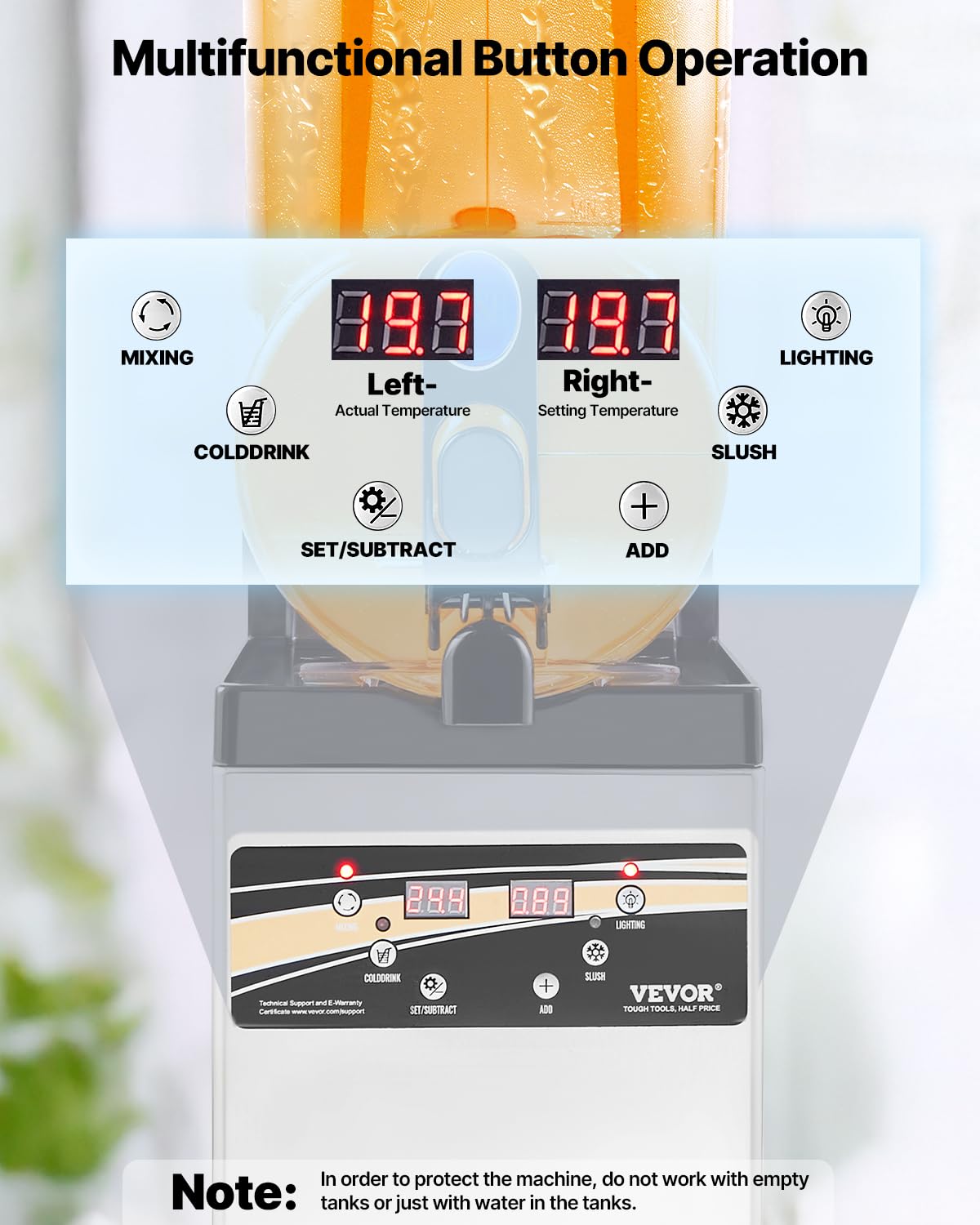 VEVOR Slushy Machine, 15L Single Tank Commercial Margarita Machine, 60 Cups Stainless Steel Margarita Smoothie Frozen Drink Machine, Slushie Machine for Home Party Restaurants Cafe Bars