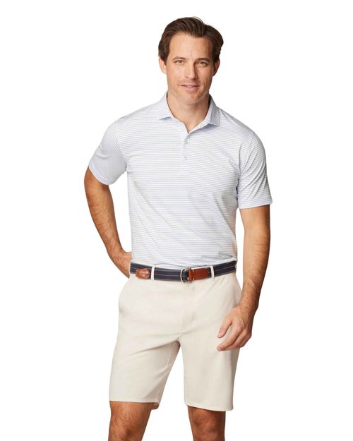 johnnie-O Performance Jersey Polo - Michael Stripe White/XXL