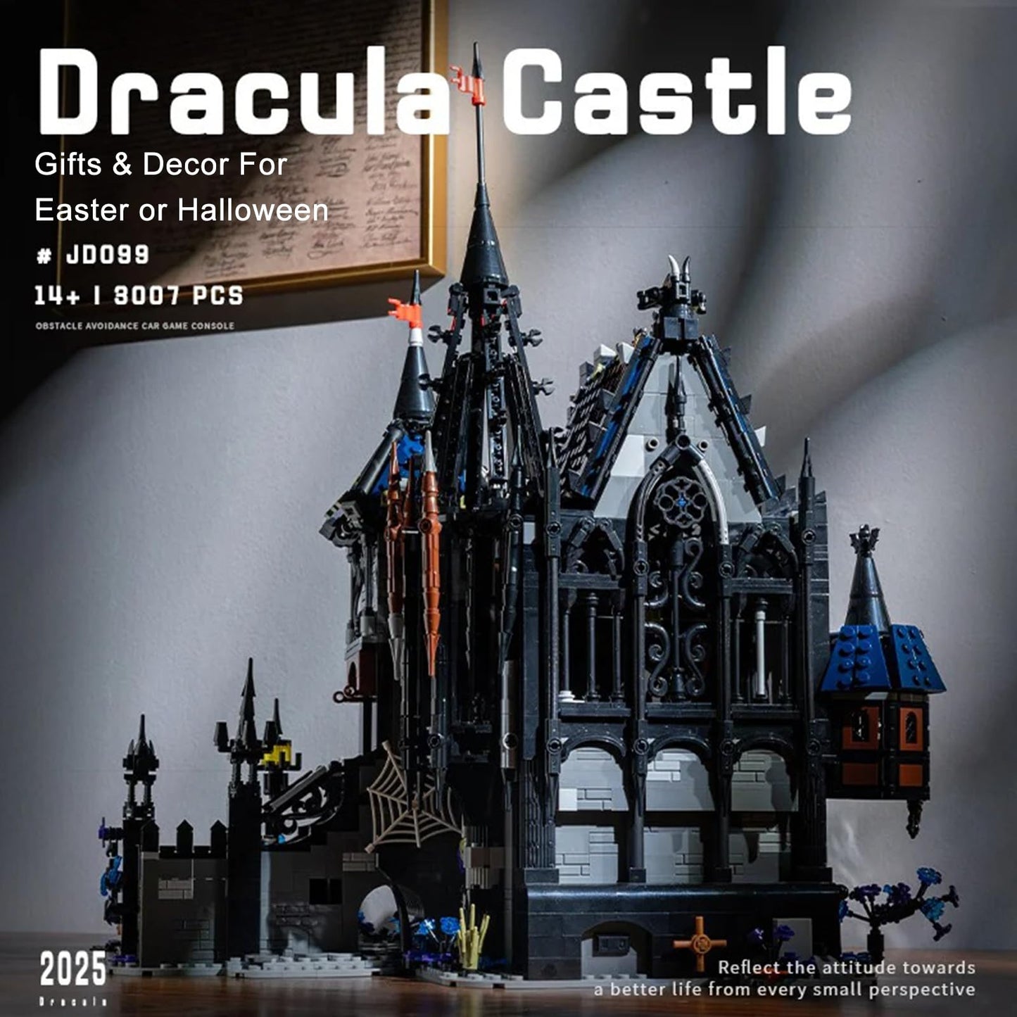AOUHMN Halloween Vampire Bat House: Dracula's Castle Building Set for Adult, Buildable a Halloween Atmosphere Gift Idea & Room Decor, Horror Fantasy Model for Collectible and Display, (3007 Pcs)