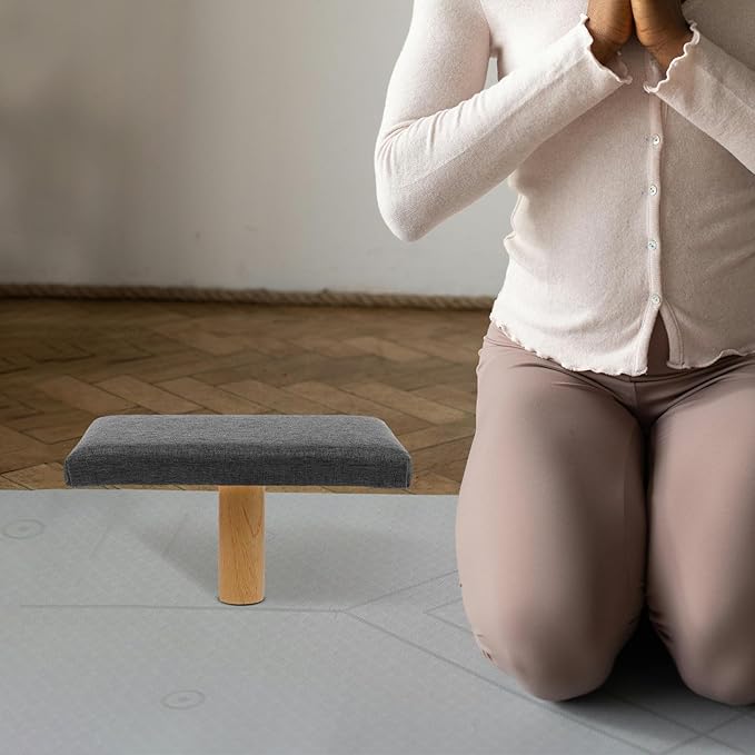 Portable Seiza Bench with Cushion for and Prayer Sturdy Single-Leg Stool for Comfortable Multipurpose Seating for Adults Over Modern Grey Design