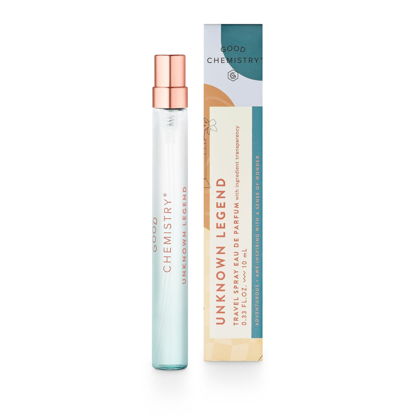 Good Chemistry Unknown Legend Travel Spray 0.33 fl oz - Long-Lasting On-the-Go Perfume with Eucalyptus, Violet Leaf, & Charcoal Santal - Warm, Clean & Vegan