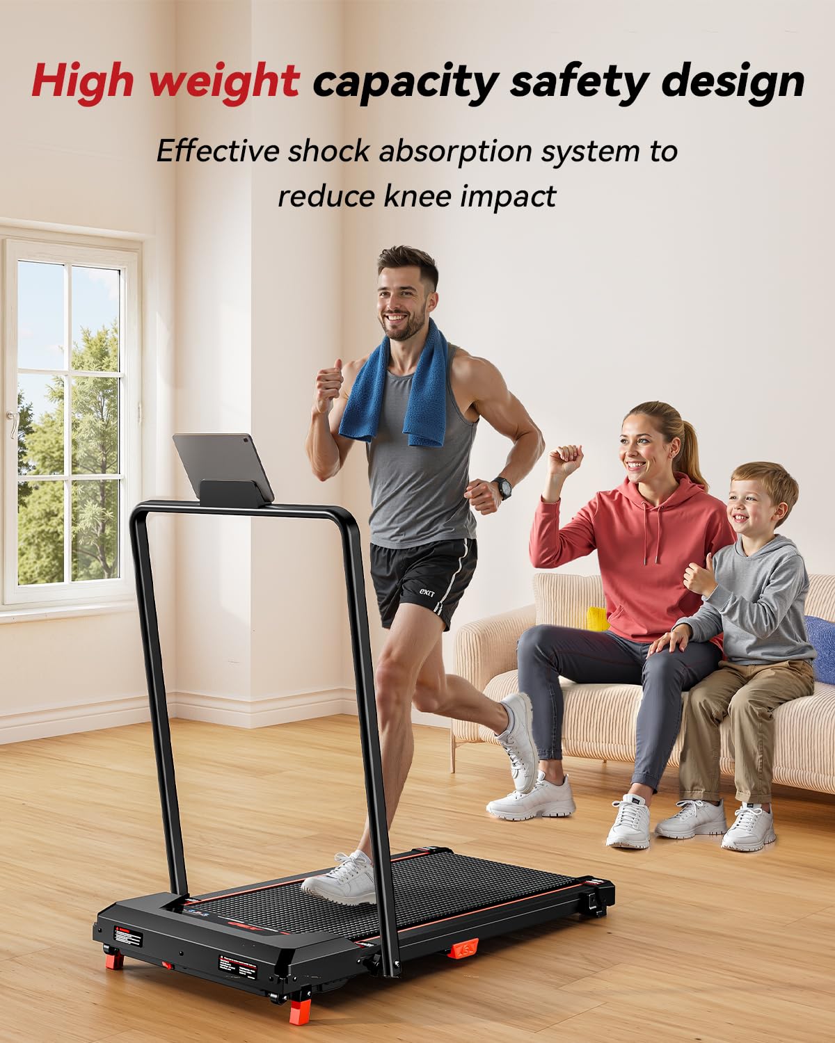 Walking Pad with Handle Bar, XBD Treadmills for Home Office 330lbs Capacity,2.5 HP Foldable Walking Pad with Incline, Running Machine with Remote Control & LED Display