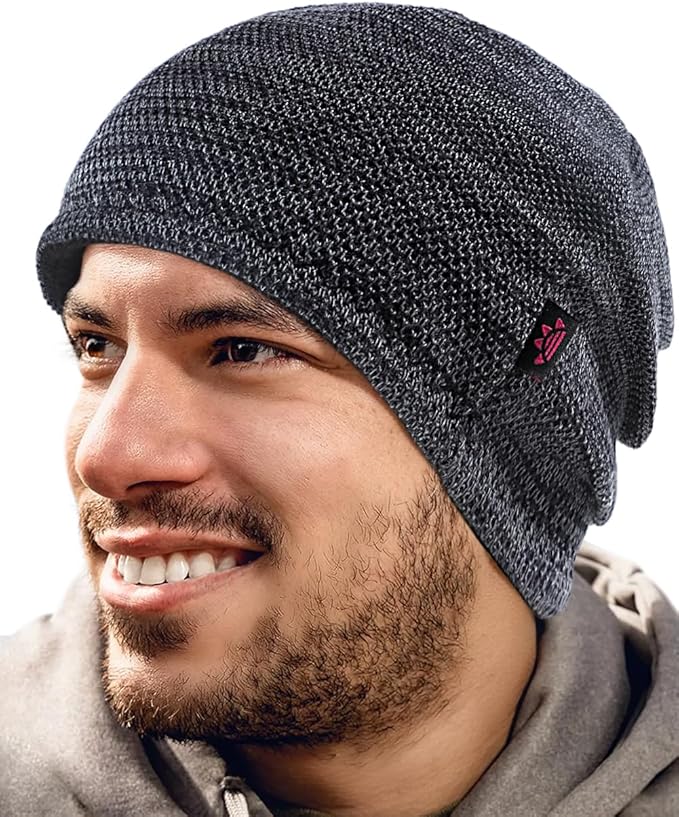 Lvaiz Mens Winter Beanie Hat Warm Fleece Lined Skull Cap for Men Reversible Women Windproof Watch Hat Knit Warm Unisex Beanie