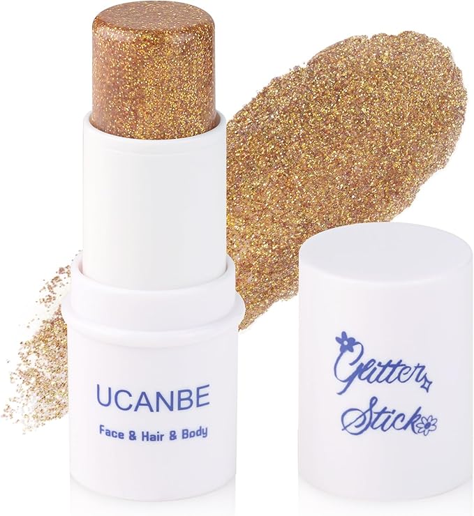 UCANBE Yellow Body Glitter Stick, Face Glitter for Singer Concerts Music Festival, Chunky Glitter Makeup Rave Accessories ...